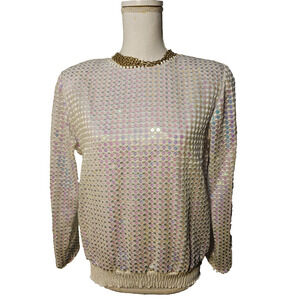 Vintage William Pearson Sequin Top with Pink Tint Fully Lined and Back Zipper 8